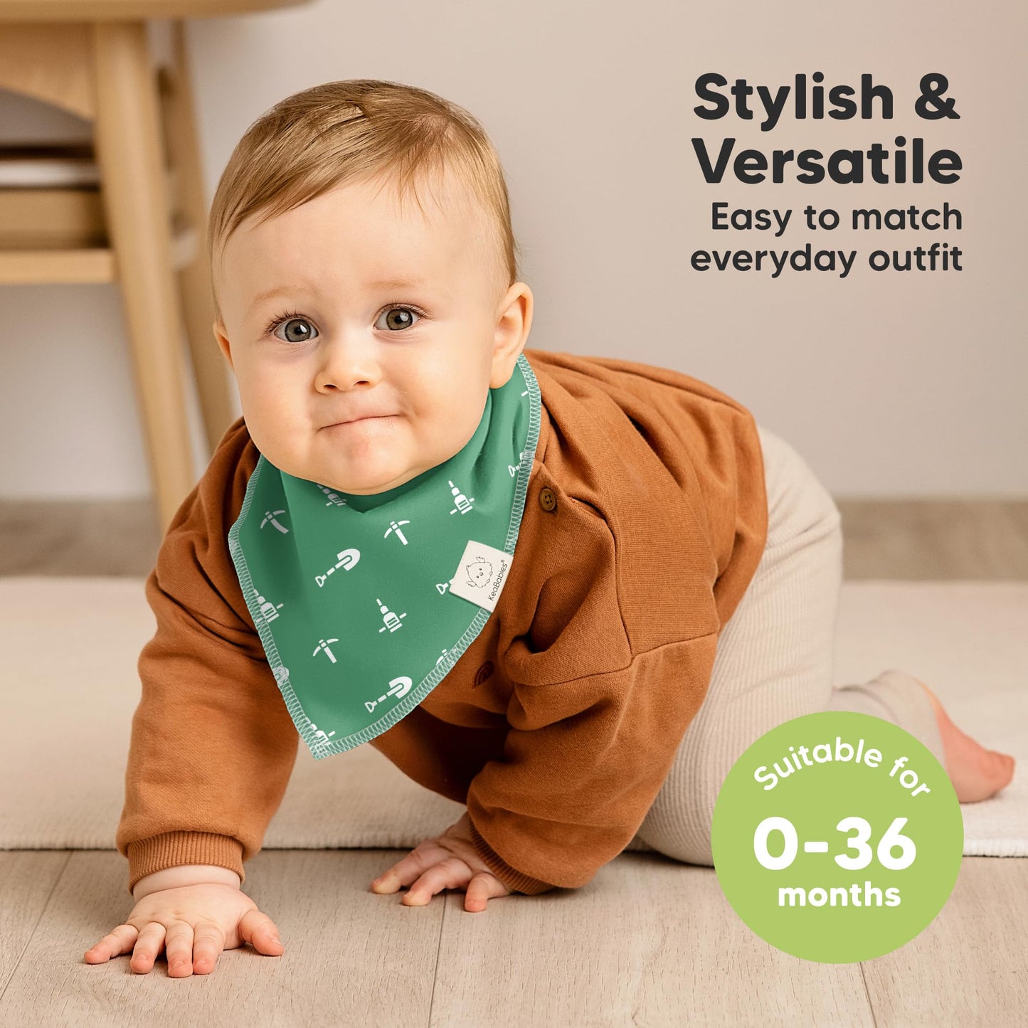 Keababies 8-Pack Organic Baby Bandana Drool Bibs For Boys Girls - Soft Cotton Drooling & Teething Bibs For Infants, Toddlers, Su