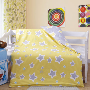 Meju Star Yellow 100% Cotton Duvet Cover 43' X 59' + Pillowcase 13' X19' Bedding Set With Zipper Closure For Baby Toddler Bo