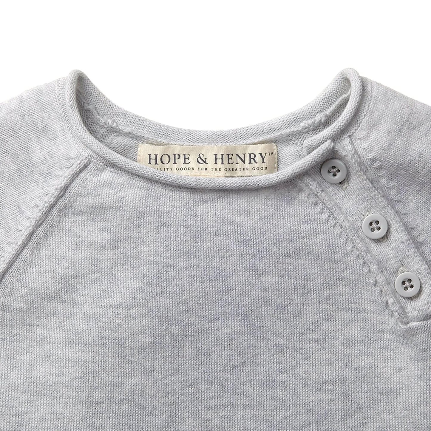 Hope & Henry Baby Raglan Sweater Romper Light Heather Grey