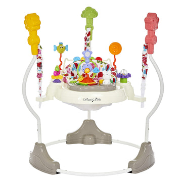 Dream On Me Zany 2-In-1 Baby Activity Center And Bouncer In Elephant Print, Sturdy And Strong Frame, 3 Height Positions, 360 Rot