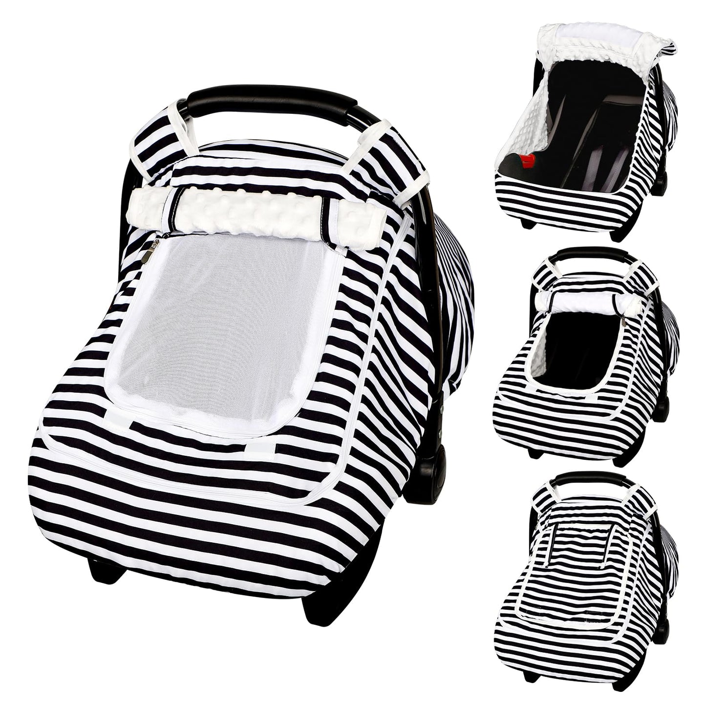 Car Seat Cover Baby,Winter Car Seat Covers for Boys Girls,Black Infant Car Seat,Lined with Minky Dots Fabri, Double-Layer Window
