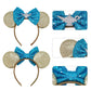 Mado Jasmine Mouse Ears Headband, Gold Blue - Women Girls Costume Headwear, Princess Dress Accessories For Party Favors, Casual