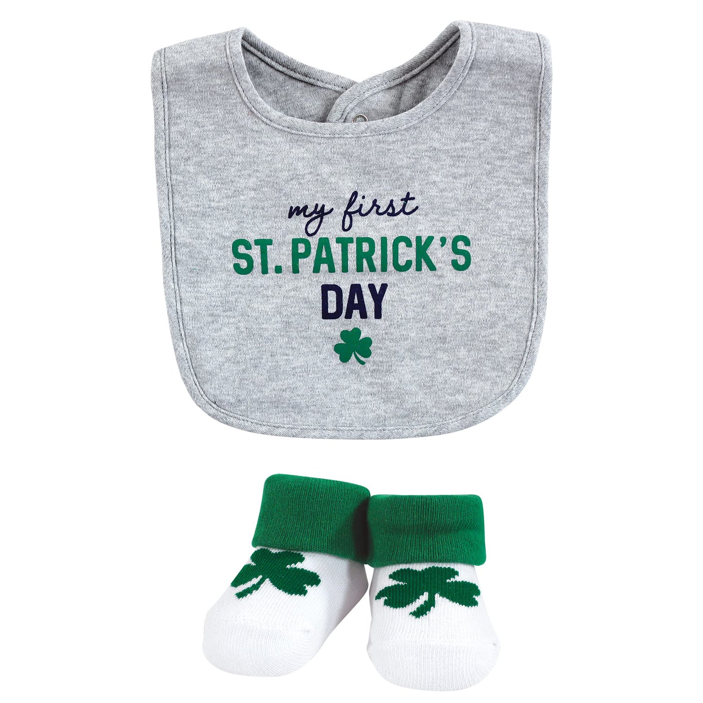 Hudson Baby Unisex Baby Cotton Bib And Sock Set, Cutest Clover, One Size