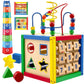 Wooden Activity Play Cube 6 in-1 for Baby with Removable Bead Maze, Shape Sorter, Abacus Counting Beads & Numbers, Sliding Shape