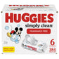 Baby Wipes, Unscented, Huggies Simply Clean Fragrance-Free Baby Diaper Wipes, 6 Flip-Top Packs (384 Wipes Total),64 Count (Pack