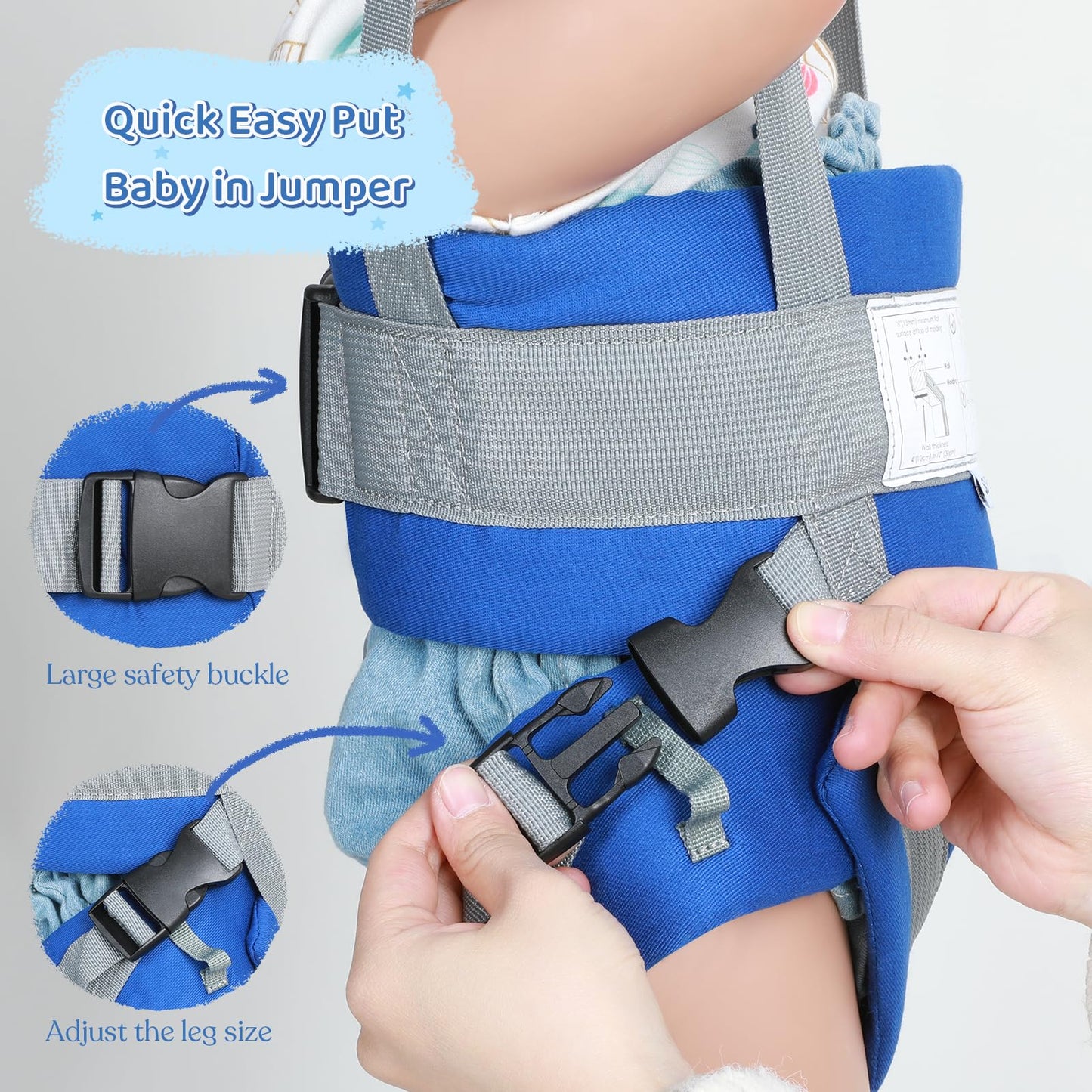 Slevoo Baby Jumper, Baby Door Jumper Quick Set Up And Easy-To-Use, Fun Bouncer For Active Play Over 1 Year Old, Blue