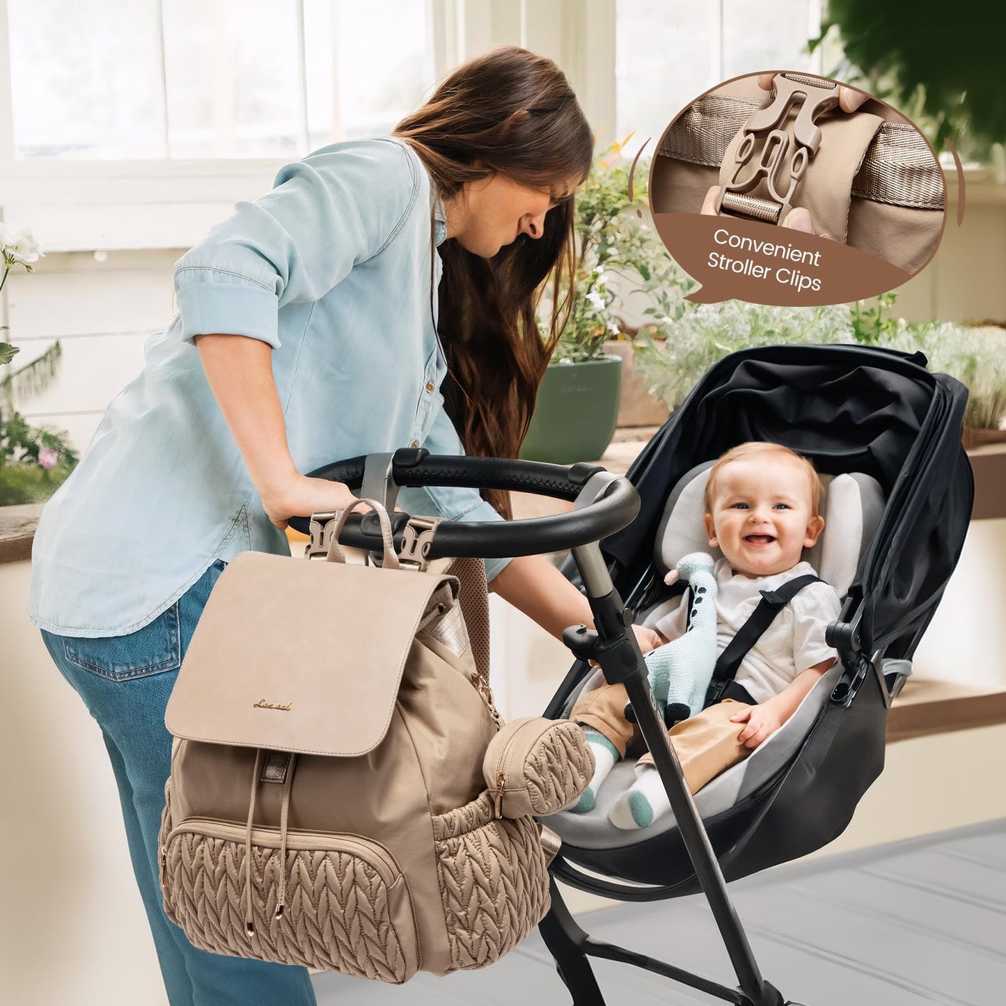 Lovevook Diaper Bag Backpack, Small Baby Bag, Cute Baby Diaper Bag, Stylish Water-Resistant Travel Baby Bag For Mom, Baby Backpa