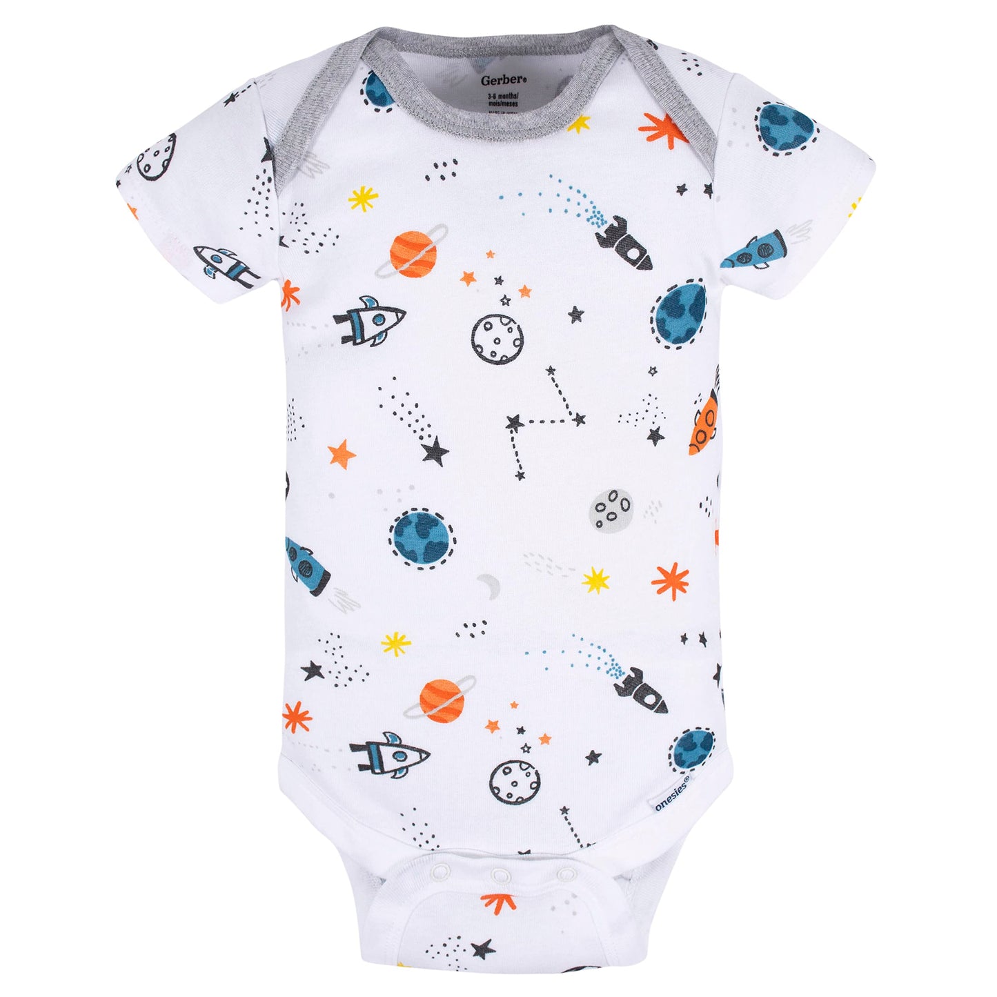 Gerber Baby Boy'S 8-Pack Short Sleeve Onesies Bodysuits, Space, 12 Months