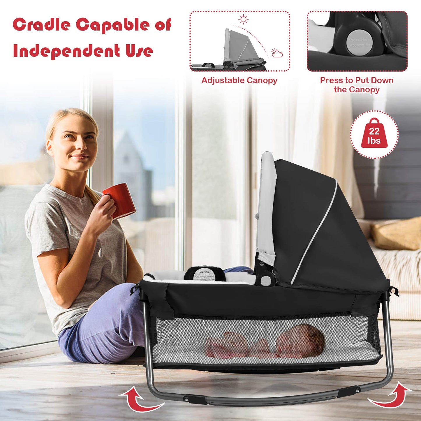 Baby Joy 4 In 1 Pack And Play, Portable Nursery Center Baby Playard W/Bassinet & Diaper Changing Table, Infant Bassinet Activity