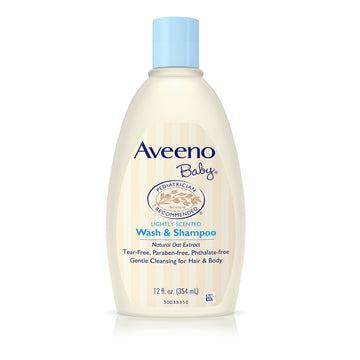 Aveeno Baby Gentle Wash & Shampoo With Natural Oat Extract, Tear-Free &, Lightly Scented, 12 Fl. Oz