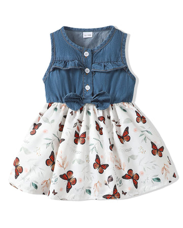 18 Months Girl Clothes Summer Outfits Toddler Denim Dresses Sleeveless Frocks Little Girls Jeans Clothing Baby Butterfly Outfits