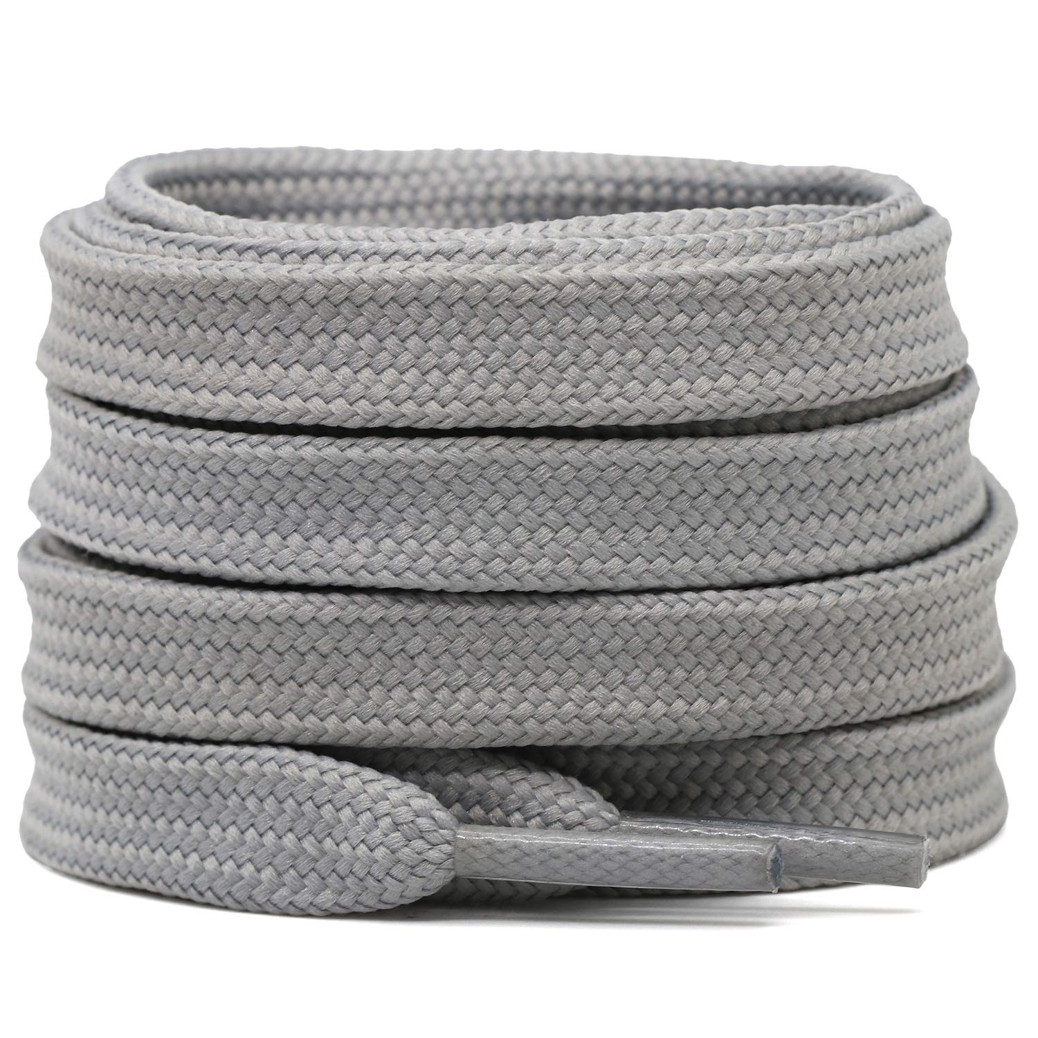 Delele Solid Flat Shoelaces Hollow Thick Athletic Shoe Laces Strings Gray 2 Pair 55