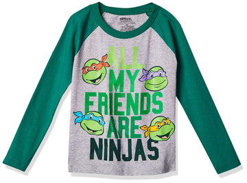 Nickelodeon Baby Boys' Toddler Long Sleeve Tee, Heather/Kelly Green, 3T