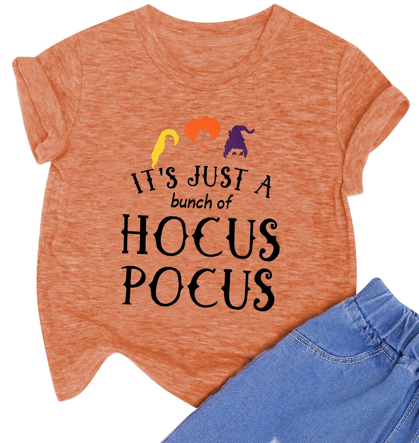 Lazychild Baby Girls Boys Halloween Shirt Toddler Hocus Pocus T-Shirt Sanderson Sister Graphic Print Tee Shirts(Orange,110)