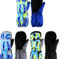 Geyoga 3 Pairs Kids Thicken Snow Mitten Winter Gloves Waterproof Warm Ski Mitten Toddler Boys Girls (Gray, Blue, Black,3-6 Years