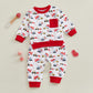 Beqeuewll Baby Boy Valentines Day Outfit Love Clothes Long Sleeve Truck Letter Sweatshirt Jogger Pants Outfits Winter Spring (Tr