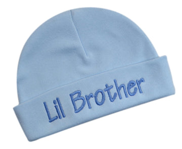 Little Brother Hat Keepsake Embroidered Lil Brother Infant Hat For Baby Boys Blue