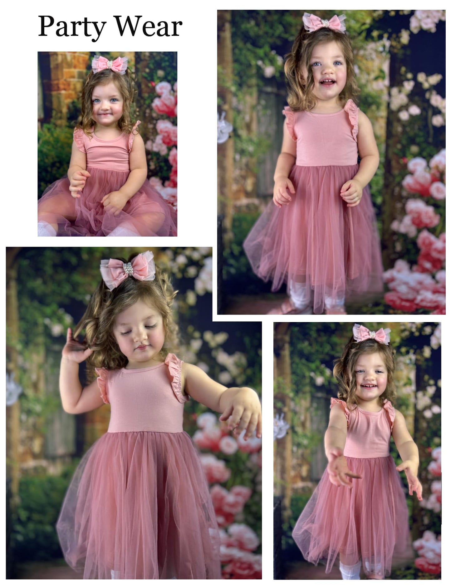 Flypigs Toddler Tulle Dress Flutter Tutu Dresses Cute Pink Valentine Summer Sundress For Little Girls For 4Years