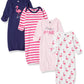 Hudson Baby Unisex Cotton Gowns, Bright Flamingo, 0-6 Months