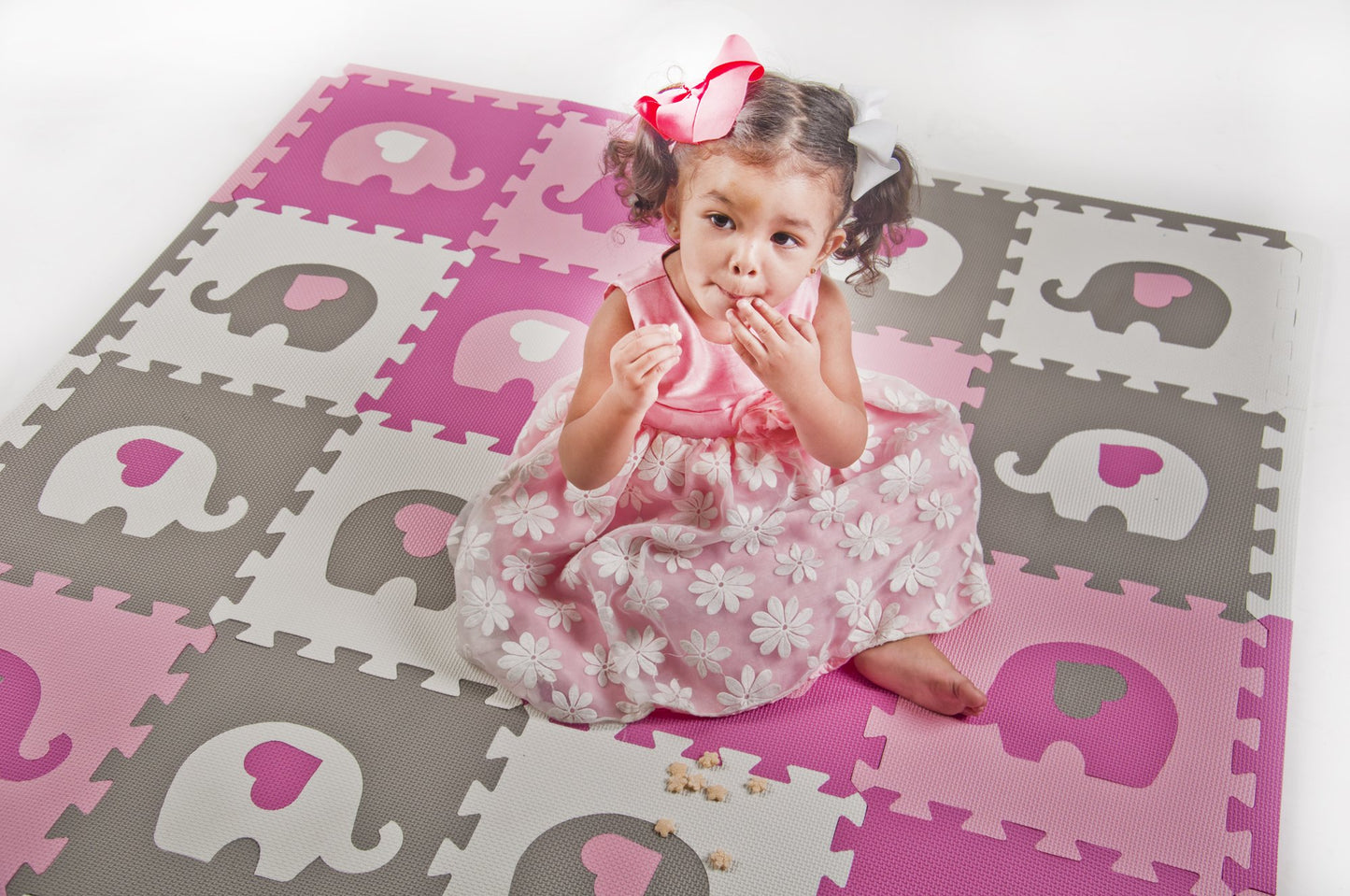 Tadpoles Elephants With Hearsfoam Playmats For Kids, 16 Interlocking Foam Tiles, Waterproof, Durable, And Long-Lasting | Total F