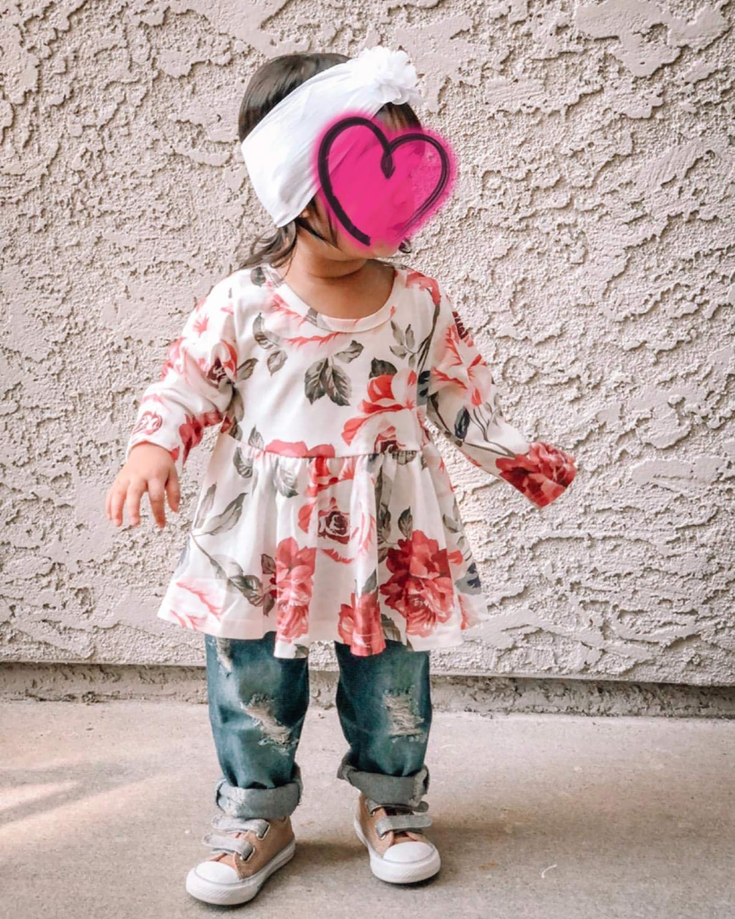 Sanmio Toddler Girl Clothes, Baby Girl Outfits Cute Floral Long Sleeve Ruffle Shirt And Jeans Pants Fall Winter Clothing Set