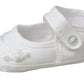 Little Things Mean A Lot Girls Cotton Batiste Shoe Embroidered with Tiny Braid and Rosebud - Size 2