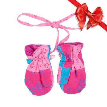 Shu-Shi Baby Toddler Girl Mittens Soft Warm Fleece Interior And String Attached,18 - 24 Months,Patchwork Pink