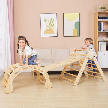 Fanabas Large 8 In 1 Pikler Triangle Set, Montessori Climbing Toys For Toddlers 1-7 Years Kids Jungle Gym Outdoor And Indoor Pla