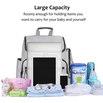 Baby Diaper Bag Backpack With Changing Pad, Changing Backpack With 13 Pockets And Stroller Straps, Large Capacity, Grey, Best Gi