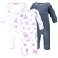 Hudson Baby Unisex Baby Cotton Coveralls Basic Pink Floral, 0-3 Months
