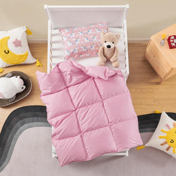 Zpecc Pink Toddler Down Comforter, 41X48 Goose Down Filling Crib Duvet Insert, Soft Lightweight Cover For Kids Bed Stroller Nurs