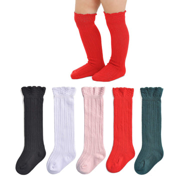 Epeius Baby Knee High Socks Toddler Girl Uniform Socks Seamless Cotton Tube Ruffled Stockings Boys Long Socks For 12-36 Months 5