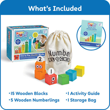 hand2mind Numberblocks One to Five Wooden Blocks, Wood Building Blocks for Toddlers 2-4 Years, Stacking Toys, Montessori Math Ma