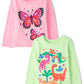 The Children'S Place Baby-Girls And Toddler Assorted Everyday Long Sleeve Graphic T-Shirts,Multipacks Butterfly Pink/Dinos 2-Pac