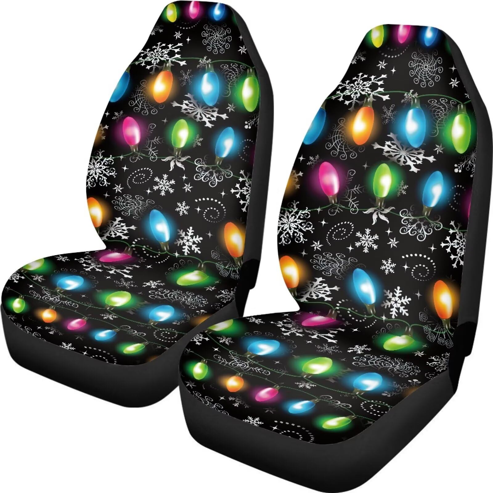 Whosucclay Christmas Lights Car Seat Covers, 2 Pieces Car Seat Protector for Women, Car Seat Protectors Car Seat Cushion Auto Tr