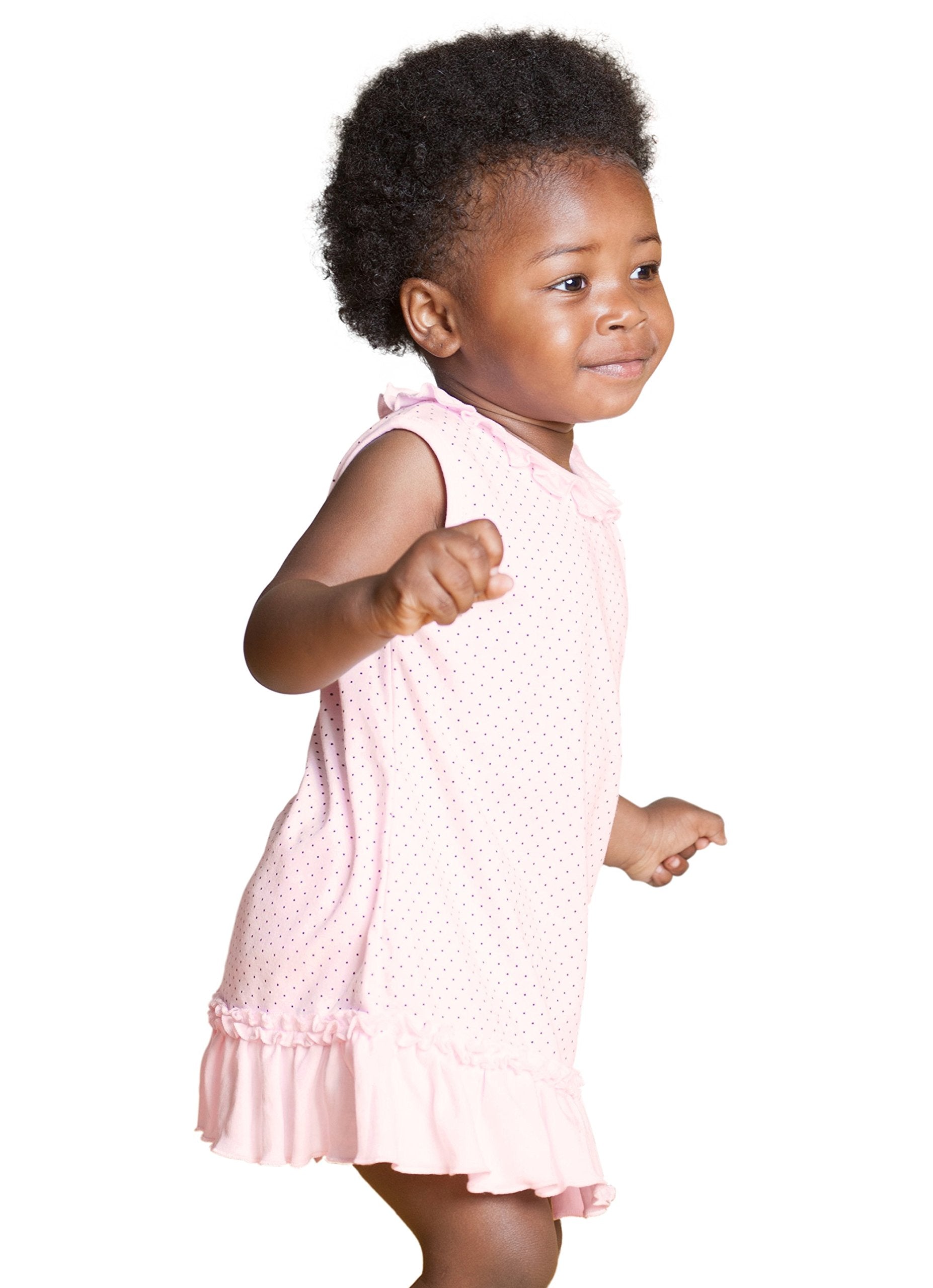 Dakomoda Baby Girls ' Pink Polka Dot Ruffled Dress & Diaper Cover - 100% Pima Cotton 18-24 Months