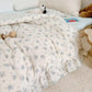 Bulutu Muslin Cotton Kids Duvet Cover With Ruffles For Toddler Bed/Crib Comforter/Quilt Cover Shabby Chic Blue Freesia Print Tod