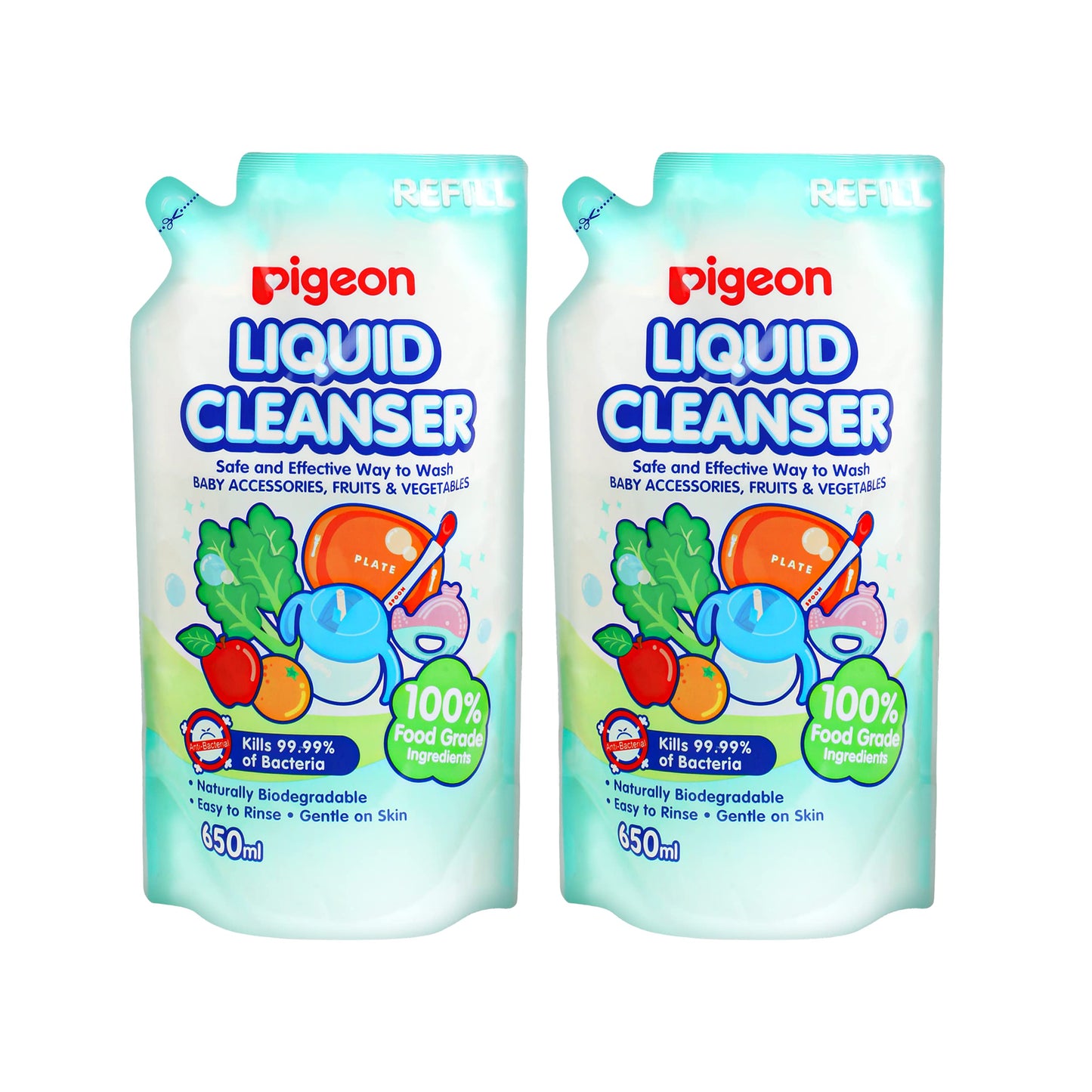 Pigeon Biodegradable Liquid Cleanser 650 Ml | For Baby Accessories, Fruits & Vegetables | Food-Grade Ingredient Standard | Hygie
