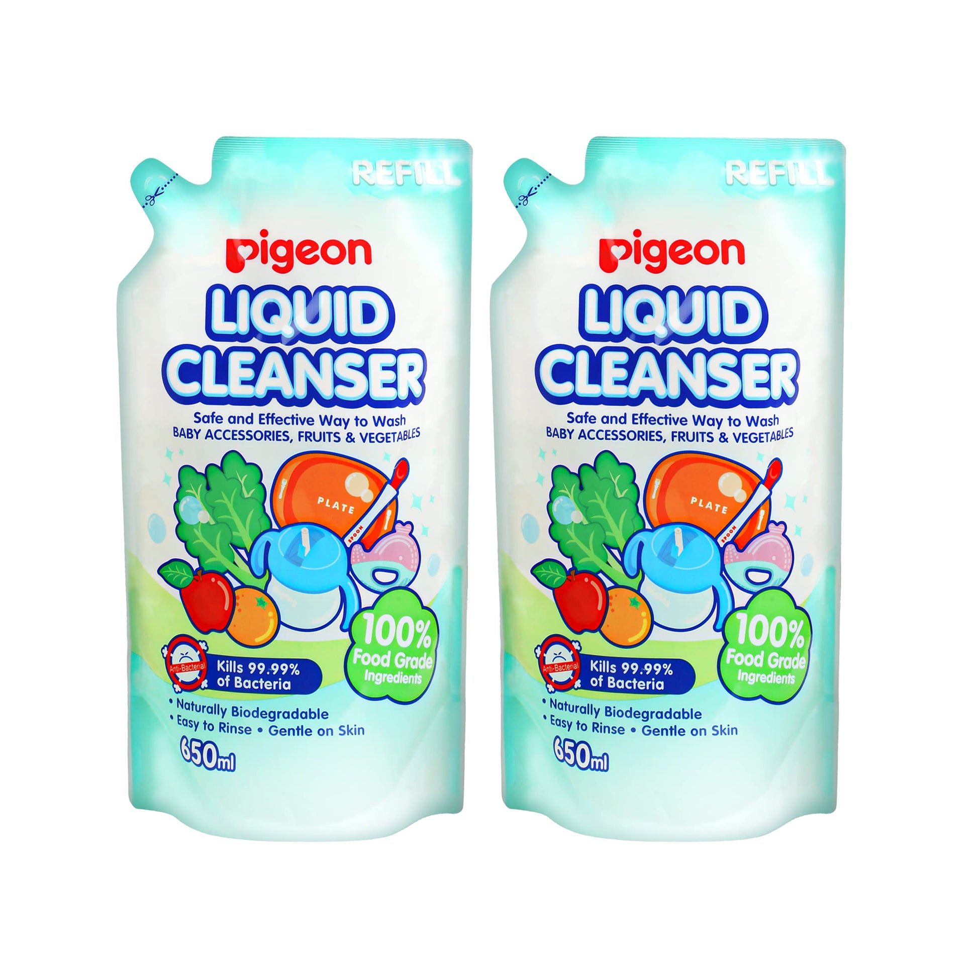 Pigeon Biodegradable Liquid Cleanser 650 Ml | For Baby Accessories, Fruits & Vegetables | Food-Grade Ingredient Standard | Hygie