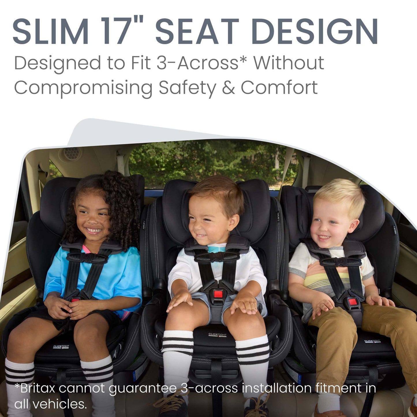 Britax Poplar S Convertible Car Seat, 2-In-1 Car Seat With Slim 17-Inch Design, Clicktight Technology, Onyx