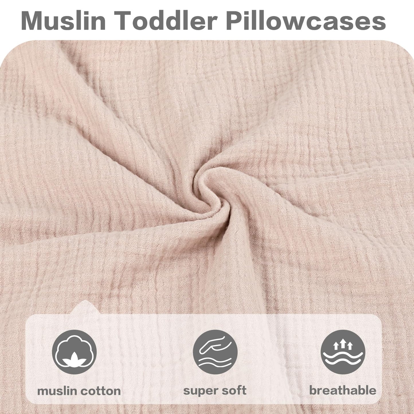 Caruili Muslin Toddler Pillowcase For 13 X 18 Pillow, 2 Pack Small Travel Pillow Cases Covers With Envelope Closure, Soft & Brea