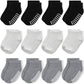 Jakidar 12 Pair Baby Toddler Socks Non-Slip Grip Cotton Ankle Socks For Boys Girls Non Skid Soles For Infants Kids, Black Gary,1