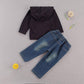 Fhutpw Toddler Baby Boy Outfits Hoodie Sweatshirts & Jeans Clothes Set Fall Winter 6 9 12 18 24 Months (A-Black, 18-24 Months)