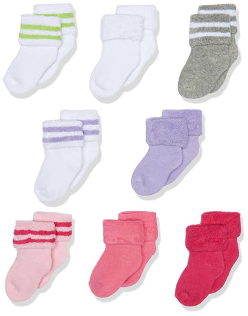 Luvable Friends Unisex Baby Newborn And Baby Terry Socks, Pink Gray, 6-12 Months