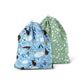 Esembly Ditty Bag Duo - Reusable Waterproof Wet Bags for Cloth Diapers, Swimsuits, Toiletries, and Snacks, Set of 2 - Bunnies + 