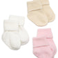 Jefferies Socks Organic Cotton Turn Cuff Sock, 3 Pack, Light Pink/Natural/White, 12-24 Months