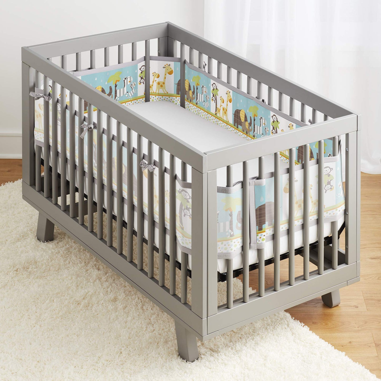 Breathablebaby Breathable Mesh Liner For Full-Size Cribs, Classic 3Mm Mesh, Best Friends (Size 4Fs Covers 3 Or 4 Sides)