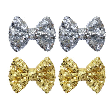 Gold Sequins Hair Bows For Girls Alligator Clips Hair Glitter Handmade Bows Hair Clip Toddler Teens Hair Accessories Gift For Al
