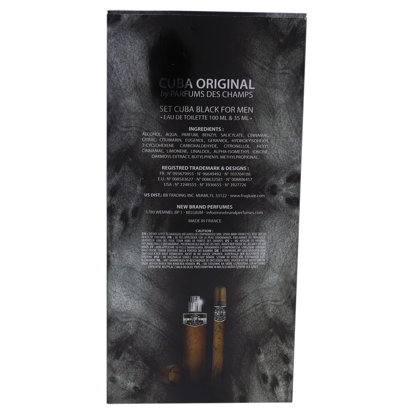 Cuba Black by Cuba for Men - 2 Pc Gift Set 3.3oz EDT Spray, 1.17oz EDT Spray