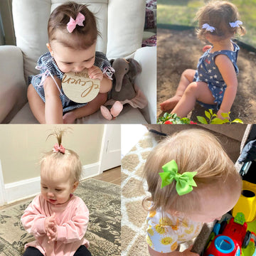C  Llot Hair Clips For Baby Girls - 60 Tiny 2' Fully Covered Bows Barrettes For Infants And Toddlers